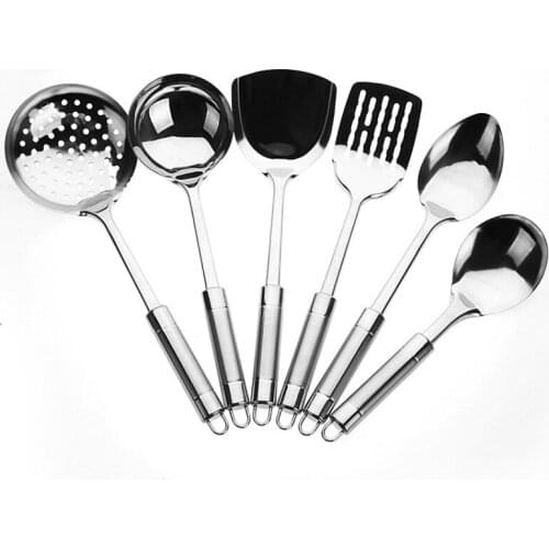 Long Handle Stainless Steel Colander Soup Filter Dessert Strainer Skimmer Porridge Ladles Shovel Spoons Cooking Tools 6pc/lot