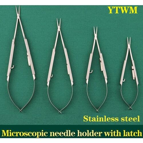 Stainless Steel Surgical Microlatch Needle Holder Straight/elbow Double Eyelid Surgical Tool Needle Holder Clamp Needle Thread