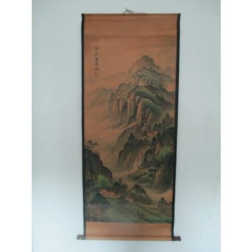 Home wall decoration painting ,Chinese old paper scroll painting Huang jun "mountain landscape "