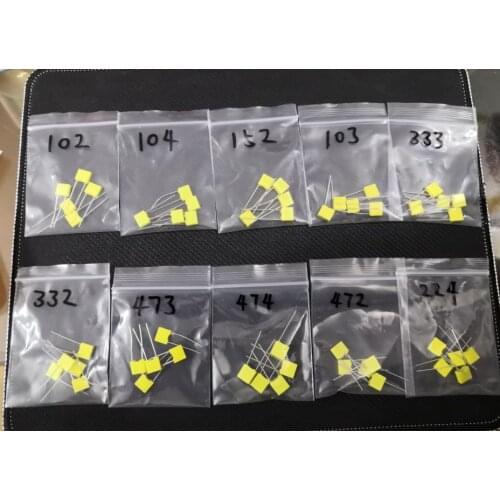 Correction capacitor package kit 10 kinds * 5 PCS=50 PCS KIT 100V 102J 152J 332J 472J 103J 333J 473J 104J 224J 474J 220NF 100NF
