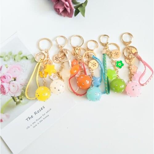 Korean-Style Candy-Colored Jelly Five-Pointed Star Key Chain Spot Drill Car Pendant Bag Ornament Small Gift