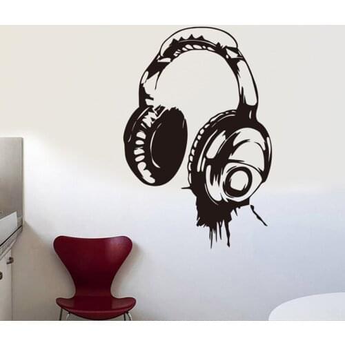 Creative headphones Wall Stickers bedroom living room decoration home Mural art Decals Carved Removable personality stickers