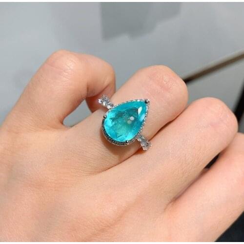 Funmode Trendy Color Blue Cubic Zircon Waterdrop Finger Rings bijoux Adjustable Ring Fashion Jewelry Cobre CZ Anillo FR27