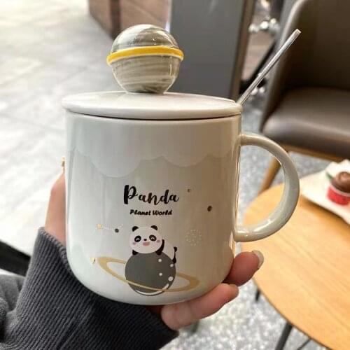 Cartoon Mug Planet Cup With Spoon Lovely Coffee Cup For Boys And Girls Household Breakfast Cup Ceramic Water Cup