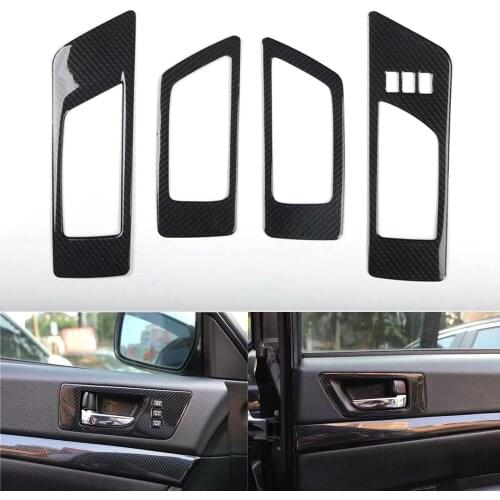 ABS Carbon Fiber Style Car Interior Door Handle Frame Cover Stickers For Subaru Outback 2010-2014 Car Moldings