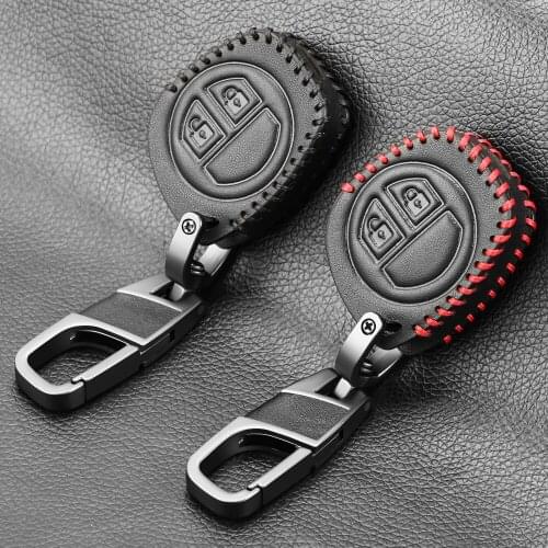 Genuine Leather 2 Button Car Remote Key Fob Case Protect Cover For Suzuki jimny SX4 Swift Vitara Key Shell Holder Accessories