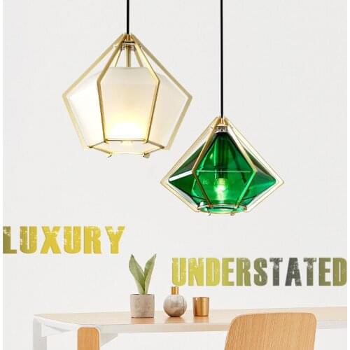 New Simple Art Glass Single Head Chandelier for Diningroom Modern Restaurant Bar Counter Led Hanging Lamps Diamond Design Lights