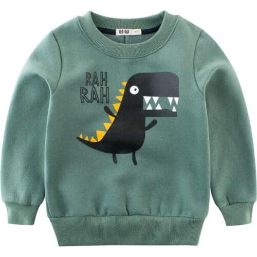 Wholesale winter kid Cotton Plus velvet sweatshirt boy girl print 3D dinosaur Monster tops spring baby clothes Children clothing