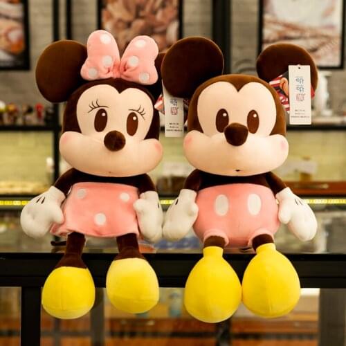 Original Disney Cartoon Q Version Mickey Minnie Couples With Plush Toy Kawaii Mouse Doll Limited Edition Kids Gift 30cm