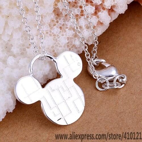 P159_2 Lucky Charm Silver Color Pendants For Women Jewelry Necklace Girl Lady Accessories Fashion Pendant Mickey Cards /flua