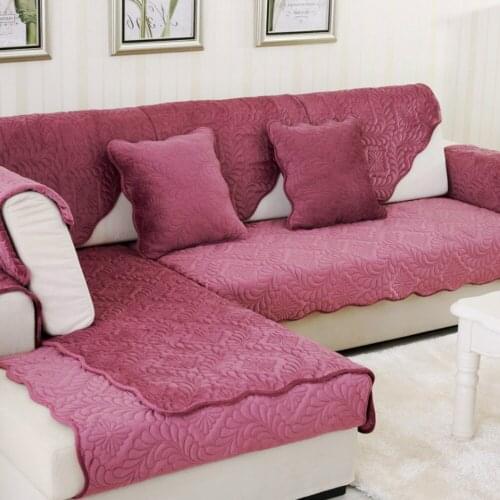 Multi-size Simple Design Sectional Couch Sofa Cover 5 Solid Colors Towel for Living Room