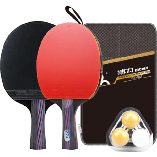 1 Pair Table Tennis Racket Double Face Pimples In Long Short Handle Ping Pong Set with 3 balls
