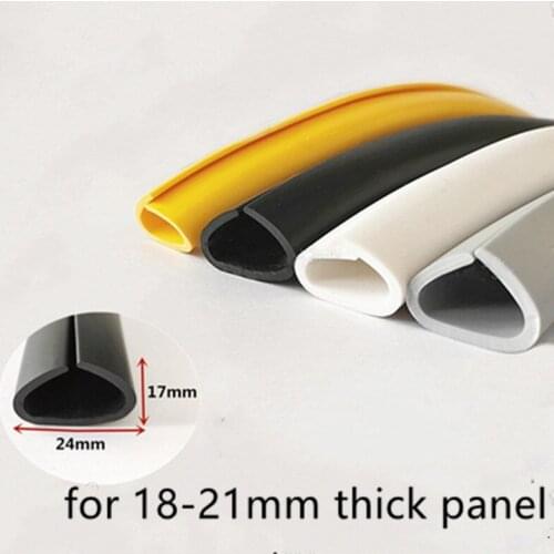Rubber U Sealing Strip 17x24mm 18-21mm thick Glass Metal Car Wood Panel Board Round Edge Encloser Shield Gray White Black Yellow