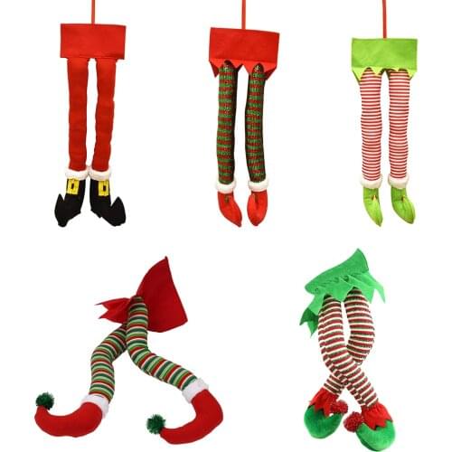 Santa Claus Elf Leg Pendant Plush Feet and Shoes Christmas Party Decoration Christmas Tree Pendant Christmas Daily Necessities