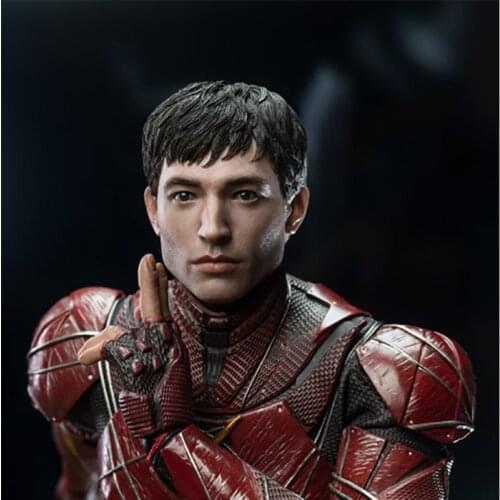 S.KING.S SKS-002 1/6 Ezra Miller Head Sculpt PVC Male Soldier Head Carving Fit 12'' Action Figure Body