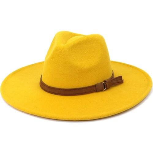 Classic British Fedora Hats Men And Women Imitation Wool Winter Felt Hats Big brim Fashion Jazz Hat Shawl Wholesale