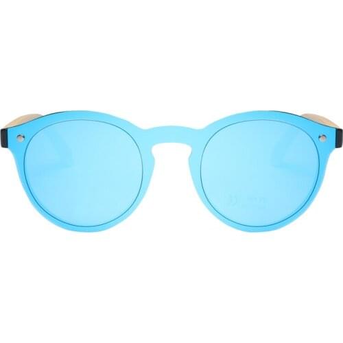 Ablibi Rimless Sunglasses One Piece Reflective Round Mirror Glasses Men Women Bamboo Wooden Sun Glasses in Wood Box