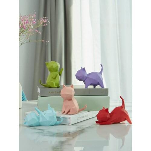 Modern Minimalist Resin Decoration Crafts Cartoon Kitten Animal Ornaments Figurines & Miniatures Home Decoration Accessories