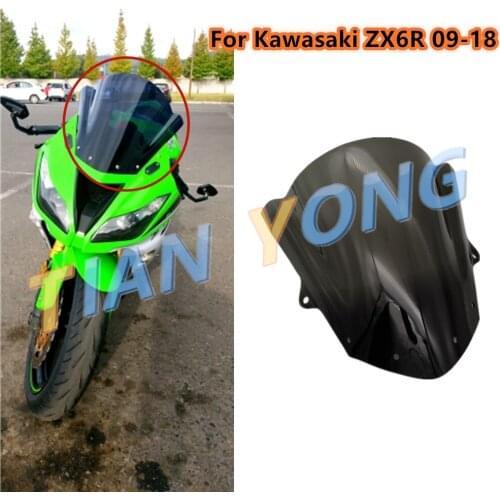 For Kawasaki ZX6R 09-18 ZX-6R 2010 2011 2012 2013 2014 2015 16 17 Motorcycle Windshield Spoiler Bubble Windscreen High Quality