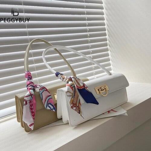 Pure Color Small Shoulder Bags For Women 2021 PU Leather Underarm Bag bolsa feminina Top-handle Bags Fashion Lock Purses Handbag