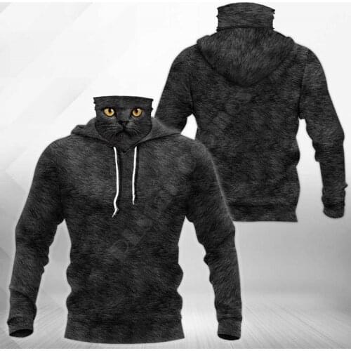 Black Cat 3D Printed Hoodies Harajuku Fashion Sweatshirt Women Men Casual Pullover Hoodie Mask Warm Drop Shipping