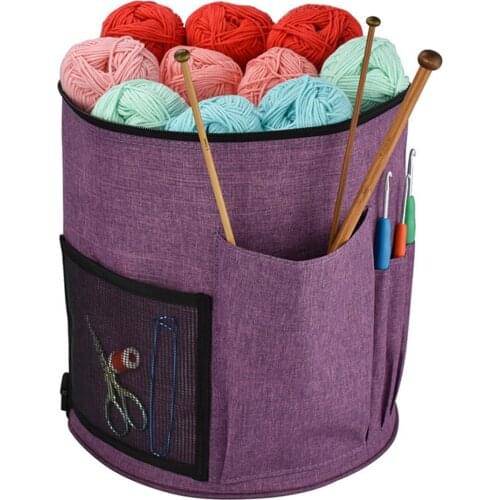 Yarn Storage Tote Bag Crochet Organizer Needles Holder Thread Dispenser With Shoulder Strap Handles Knitting Accessorie