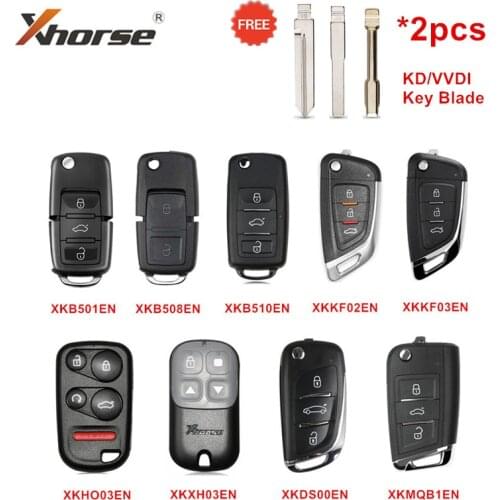 Xhorse XKB501EN XKB508EN XKKF03EN XKDS00EN Universal VVDI Wire Remote Key with 2pcs KD/VVDI Key Blade for VVDI Mini Key Tool