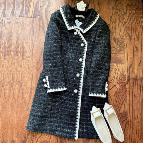 Coat New cloth wool female Hepburn wind black party brought little sweet wind improved cheongsam cloth autumn winter coat