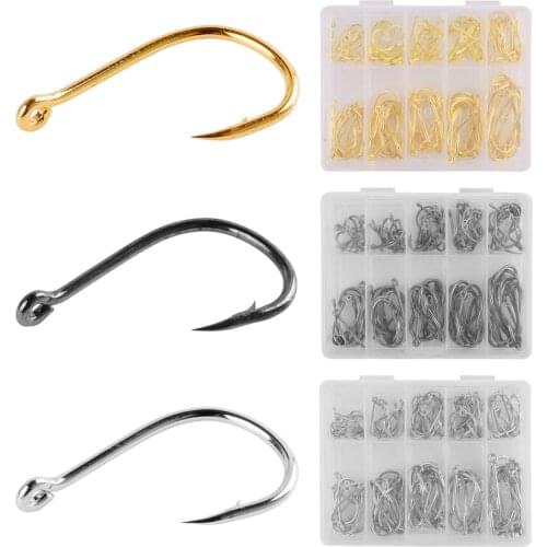 100Pcs/lot Fishing Hook Set Mix 3#-12# Carbon Steel Carp Fishing Hooks With Hole Fishhooks Pesca Fishing Tackle Box Accessory