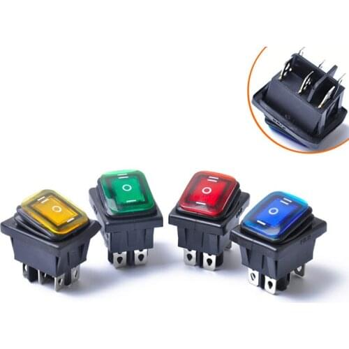 12V 15A 6Pin Waterproof Rocker Switch With Lamp Light DPST On/Off/On Car Boat LED Light Rocker Toggle Switch