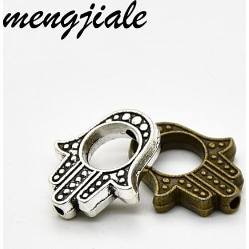 20pcs Vintage zinc alloy metal Hamsa Hand Bead Spacer Bead charms fit DIY Jewellery Bracelet Pendant Accessories 15*13mm
