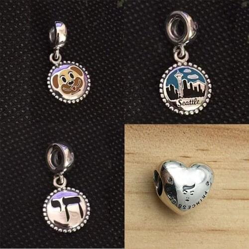 2020 New High Quality Fashion Silver 925 Dog Seattle Skyline Space Needle Charm Original 1: 1 Suitable For Women Jewelry Gifts