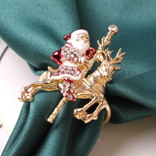 4PCS/Metal Santa Claus Reindeer Napkin Ring Desktop Decoration Used for Family Party Hotel Wedding Banquet Ornaments