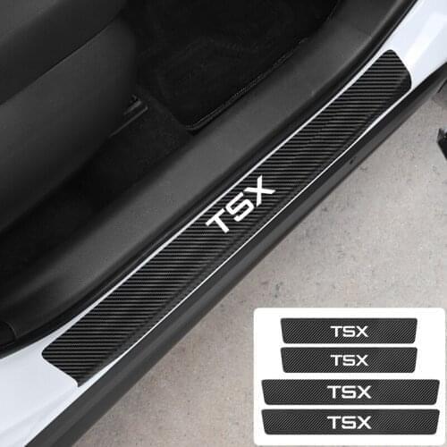 4 Pcs Car Door Sill Carbon Fiber Anti-scratch Stickers For Acura TSX RSX MDX RLX RDX INTEGRA CDX TLX-L NSX ILX TLX ZDX