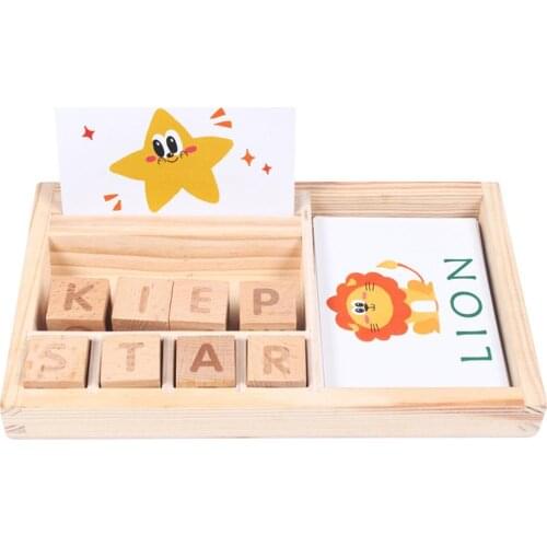 Wooden Cognitive Puzzle Cards Cardboard New Baby Educational Toys Learning English Wooden Baby Montessori Materials Math Toys