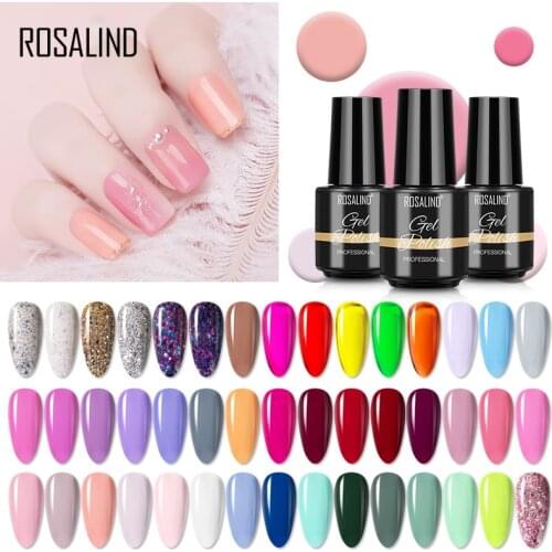 ROSALIND Nail Gel Polish Hybrid Vernis 7ML Soak Off Nails Art Design Semi Permanent Gel Lacquer Pure Colors All For Manicure