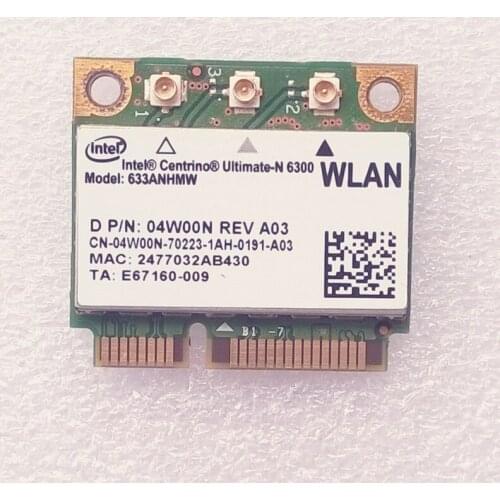 Int Centrino-Ultimate-N 6300 WiFi 802.11 a/g/n Mini-PCI Express Card 633ANHMW For Latitude E5520 Series, D P/N 04W00N