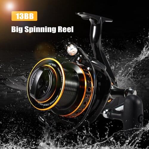 13BB Spinning Reel 4.0:1 Speed Ratio Big Trolling Fishing Reels with Interchangeable Collapsible Left and Right Handle