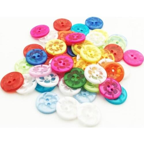 50/100PCS 18mm Round With Flowers Resin Mixed Colors Buttons For Scrapbook Crafts DIY Handmade Children Clothing Accessories