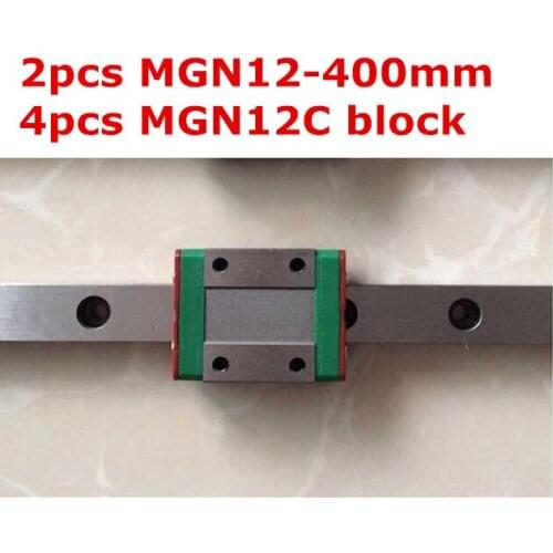2pcs MGN12 - 400mm linear rail + 4pcs MGN12C carriage