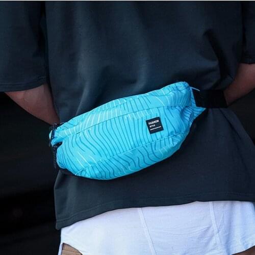 Fashion Blue Sea Wave Fanny Pack Men Running Outdoors Waist Bag Packs Man Casual Adjustable Strap Sports Chest Bags Mini iPad