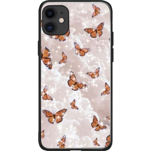 Soft Silicone phone cover cases for iphone 6 6S 7 8 Plus X Xs XR 11 12 Mini Pro Max 5 5S SE 2020 TPU Aesthetic Butterflies