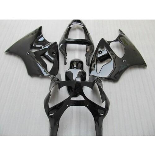 Plastic fairings set for Kawasaki injection mold Fairing kit ZX 6R 2000 2001 2002 all glossy black bodykits ZX6R 00 01 02 AA42