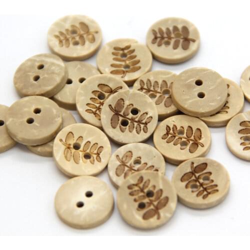 Natural Eco-friendly Leaf Flower Carved Wooden Sewing Buttons For Scrapbooking Child Garment Decorative Accessories Wholesale