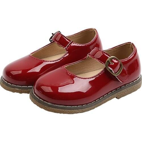 2021 Spring and Autumn New Soft-soled Childrens Leather Shoes Small Girls Fashion Square Shoes Baby Solid Color Small Shoes