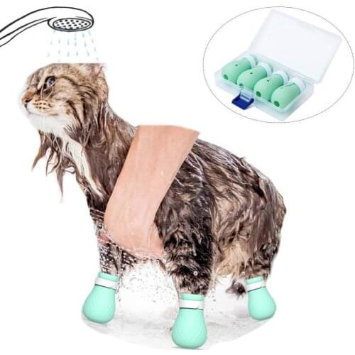 Scratch-Proof Cat Shoes Pet Shoes Cat Claw Protector Family Hairdressing Pet Hospital Treatment Silicone Wash Cat Foot Cover