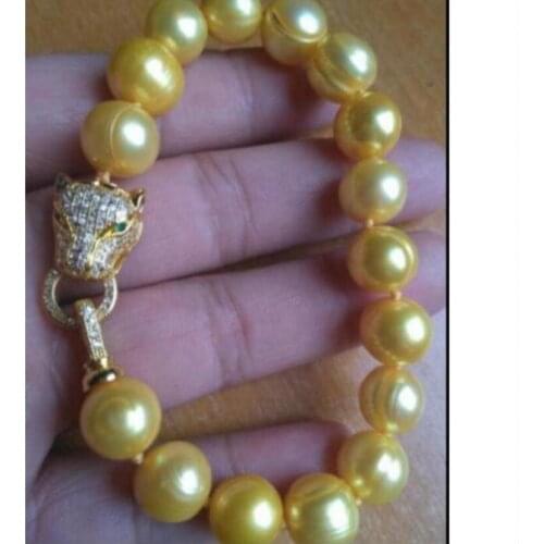 Charming 12-13mm south sea baroque gold pearl bracelet 7.5-8"