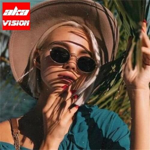 AKA VISION Round Retro Sunglasses Women 2021 Brand Designer Glasses For Women/Men Retro Metal Eyewear Women Luxury Oculos De Sol