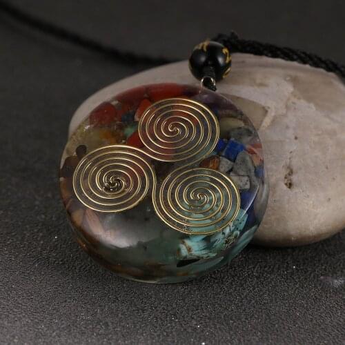 Orgone Pendant Amulet 7 Chakras Tumbled Stone Necklace Spiritual Orgonite Energy Generator Soothe The Soul Pendule Jewelry