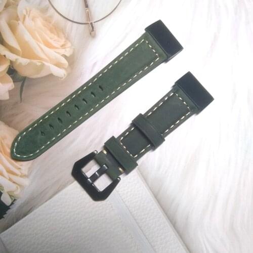 Quick Fit Genuine Leather Watchband 22/26mm for Garmin Fenix 6X Pro / 5X Plus / 6 / 5 / 3 / 3HR /Instinct Watch Band Strap